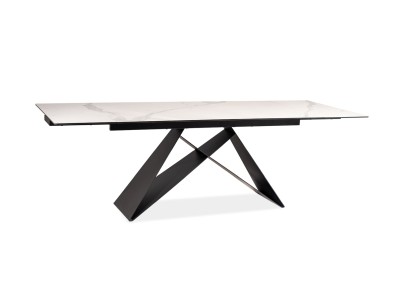 Stół rozkładany WESTIN III CERAMIC biały marmur / czarny mat (160-240)x90 cm