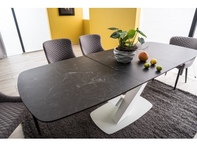 Stół rozkładany CASSINO II CERAMIC grafit marmur/biały mat 160(220)X90