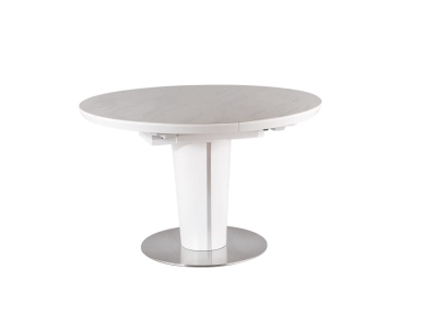 Stół rozkładany ORBIT CERAMIC biały efekt marmuru/biały mat fi 120(160)