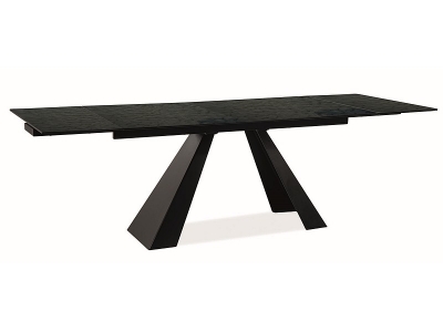 Stół rozkładany SALVADORE MELTED GLASS czarny (160-240)x90 cm