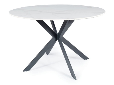 Stół okrągły ceramiczny TALIA biały / czarny fi120