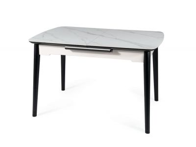 Stół rozkładany APOLLO biały mat / czarny 150(190)x90 cm