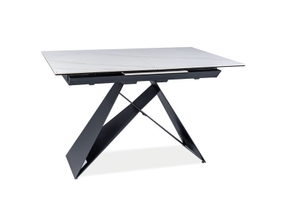 Stół rozkładany WESTIN SC biały efekt marmur / czarny 120(160)x80 cm