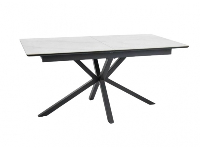 Stół rozkładany LOGAN biały efekt marmur / czarny 160(200)x90 cm