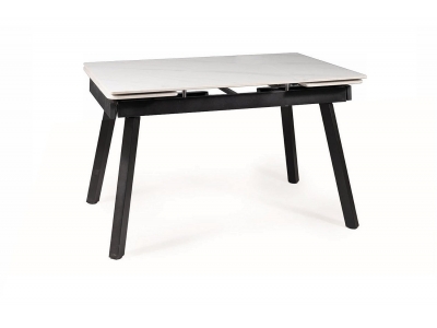Stół rozkładany ceramiczny JOHN biały efekt marmur / czarny 150(210)x90 cm