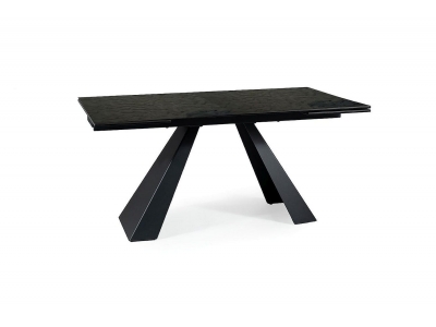 Stół rozkładany SALVADORE MELTED GLASS czarny (160-240)x90 cm