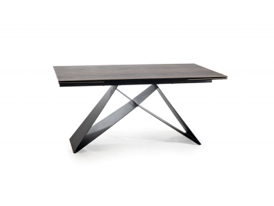 Stół rozkładany WESTIN ceramic brąz efekt drewna / czarny (160-240)x90 cm