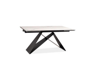 Stół rozkładany WESTIN III CERAMIC biały marmur / czarny mat (160-240)x90 cm