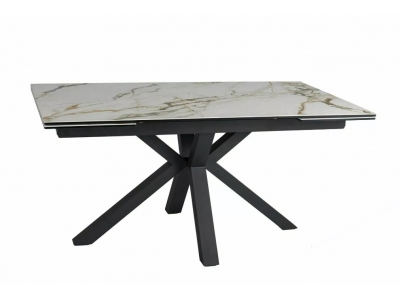 Stół rozkładany COLUMBUS ceramic biały AMBER BIANCO / czarny 160(240)x90 cm