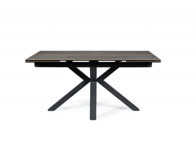 Stół rozkładany COLUMBUS ceramic brąz efekt drewna / czarny 160(240)x90 cm