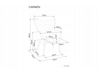 Fotel wypoczynkowy tapicerowany Carmen velvet szary bluvel 14 Signal