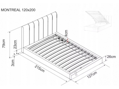 Łóżko tapicerowane z pojemnikiem młodzieżowe MONTREAL 90 x 200 velvet szary