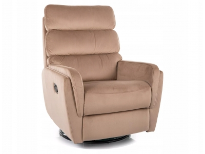 Fotel rozkładany bujany obracany podnóżek relax Argos velvet bluvel 28 beż