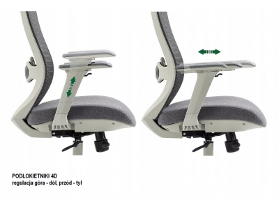 Fotel obrotowy ergonomiczny biurowy z zagłówkiem podłokietniki ERGON szary
