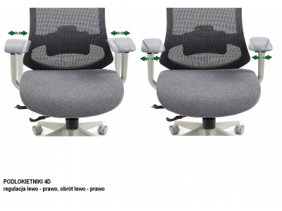 Fotel obrotowy ergonomiczny biurowy z zagłówkiem podłokietniki ERGON szary