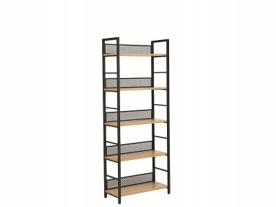 Regał metalowy na książki biurowy RAW R5 loft dąb / czarny mat 154x60x28