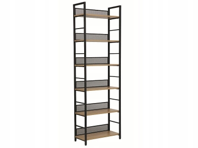 Regał wysoki metalowy na książki biurowy RAW R6 loft dąb / czarny 187x60x28