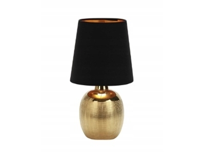 Lampka stołowa nocna abażur ceramika czarna złota PIKO GOLD VO2498 E14