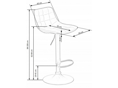 Hoker z podnośnikiem glamour loft krzesło barowe H95 beżowy Bluvel 28