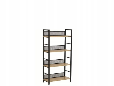 Regał metalowy na książki biurowy RAW R4 loft dąb / czarny mat 121x60x28