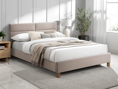 Łóżko tapicerowane młodzieżowe do sypialni Sierra velvet beż 120x200