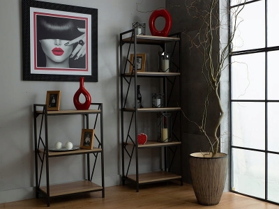 Regał wysoki na książki biurowy Tablo R3 loft dąb / ciemny brąz 99x60x40 S