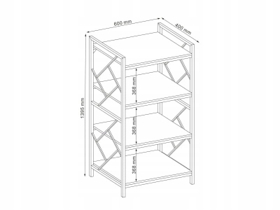 Regał wysoki na książki biurowy Tablo R4 loft dąb / ciemny brąz 140x60x40 S