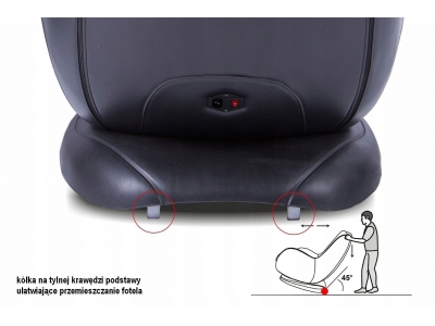 Fotel relax kubełkowy masujący BUGATTI z USB Signal ekoskóra szary / czarny
