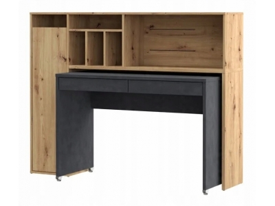 Biurko na kółkach z regałem Forte TRYNIDAD EGRB331L-C982A dąb artisan beton