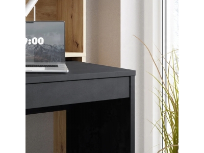 Biurko na kółkach z regałem Forte TRYNIDAD EGRB331L-C982A dąb artisan beton