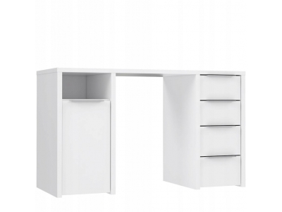 Białe biurko młodzieżowe 125x50cm z 4 szufladami i szafką CLPB251-120 Forte
