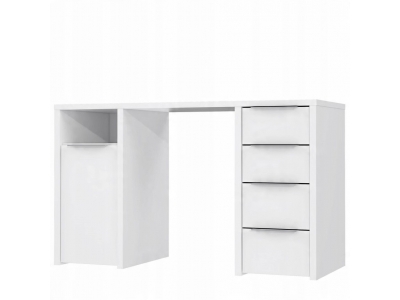 Białe biurko młodzieżowe 125x50cm z 4 szufladami i szafką CLPB251-120 Forte