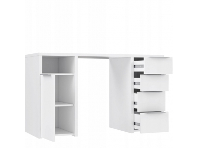 Białe biurko młodzieżowe 125x50cm z 4 szufladami i szafką CLPB251-120 Forte