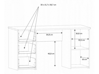 Biurko młodzieżowe z szufladami Forte NET106 MT311-120 biały