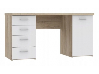 Biurko biuro MT926-Q36 145x60 cm z 4 szufladami i szafką Biały / Dąb Sonoma