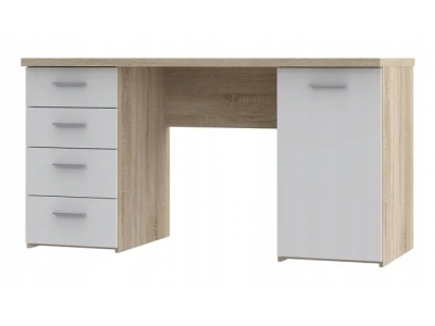 Biurko biuro MT926-Q36 145x60 cm z 4 szufladami i szafką Biały / Dąb Sonoma