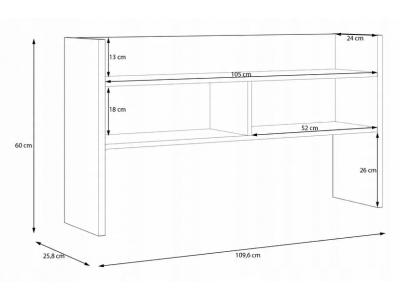Nadstawka do biurka MODULTRICK 110 cm Biały/Dąb Artisan MDUB121-M957