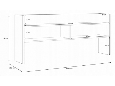 Nadstawka do biurka MODULTRICK 140 cm Biały/Dąb Artisan MDUB 122-M957