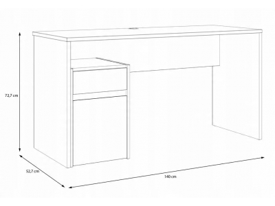 Biurko młodzieżowe Forte MODULTRICK 140x52,7x72,7 dąb artisan grafit L/P