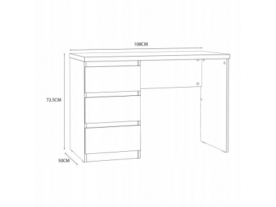 Biurko z szufladami 108 x 50 x 72,5 młodzieżowe Forte MT974-Z12M Biały