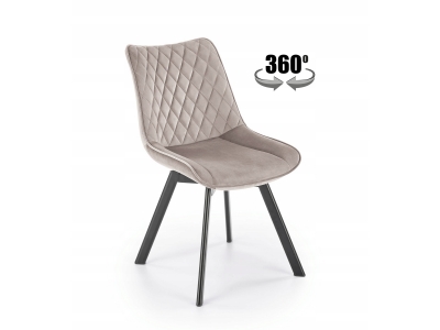 Krzesło tapicerowane obrotowe K520 beż bluvel 40 / czarny salon jadalnia