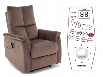 Fotel rozkładany elektryczny masaż relax NEPTUN M velvet brąz bluvel 38