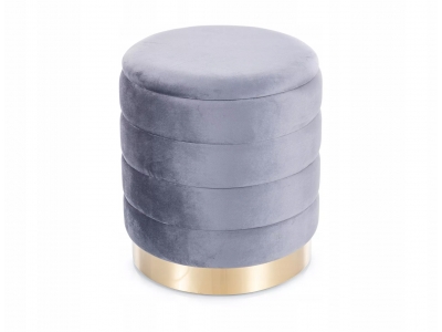 Pufa tapicerowana zestaw 2 puf BRITTA velvet szary tap 252 / złoty glamour