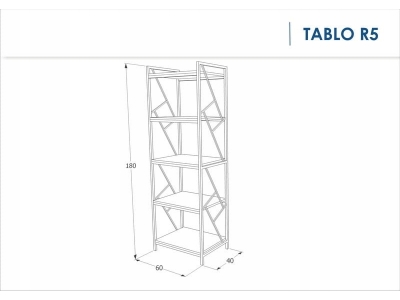 Regał wysoki na książki biurowy Tablo R5 loft dąb / ciemny brąz 180x60x40 S