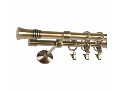 Karnisz ścienny Villa 160cm podwójny 19mm metal antyczny mosiądz Karnisz ścienny Villa 160cm podwójny 19mm metal antyczny mosiądz