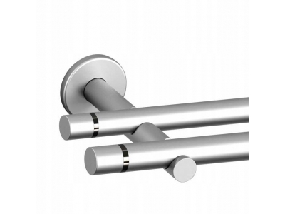 Karnisz ścienny Tokyo 160cm podwójny 19mm metal satyna