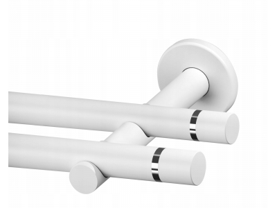 Karnisz ścienny Tokyo 200cm podwójny 19/19mm metal biały Karnisz ścienny Tokyo 200cm podwójny 19/19mm metal biały