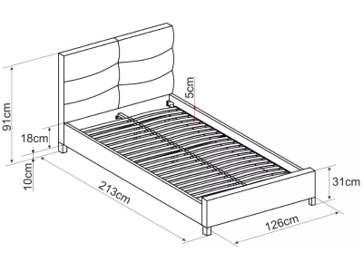 Łóżko tapicerowane młodzieżowe Sierra Signal 120x200 jasny szary 03 Łóżko tapicerowane młodzieżowe Sierra Signal 120x200 jasny szary 03