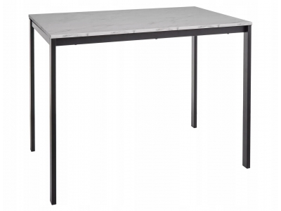 Stół prostokątny kuchnia jadalnia MARIO 100 x 60 biały efekt marmur/czarny