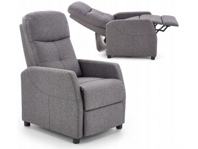 Fotel rozkładany wypoczynkowy podnóżek relax Halmar Felipe ciemny szary